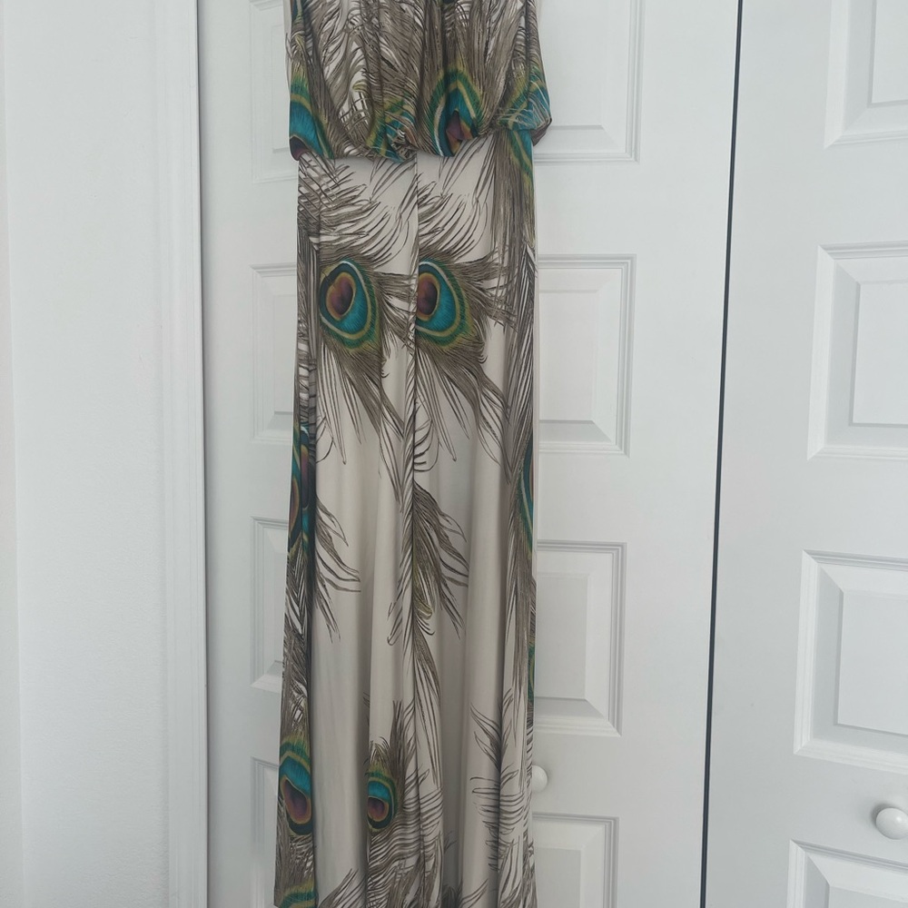 Symphony Multicolor Peacock Maxi Wide Leg Jumpsuit. Offers welcome!